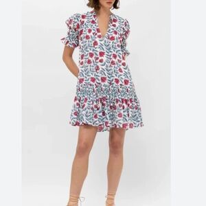 Oliphant Smocked Drop Mini Dress Size XXL Women Feminine Cotton In Harlan Red